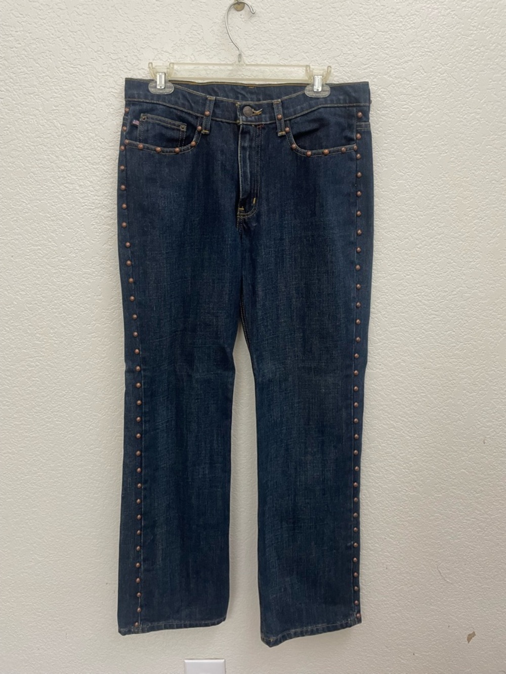 Vintage 90s Ralph Lauren Studded Dark Blue Denim Jeans Size 10